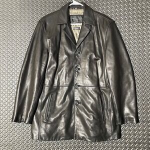 Reilly Olmes Collection Black Leather Coat Jacket L Thinsulate‎ Insulated Lined
